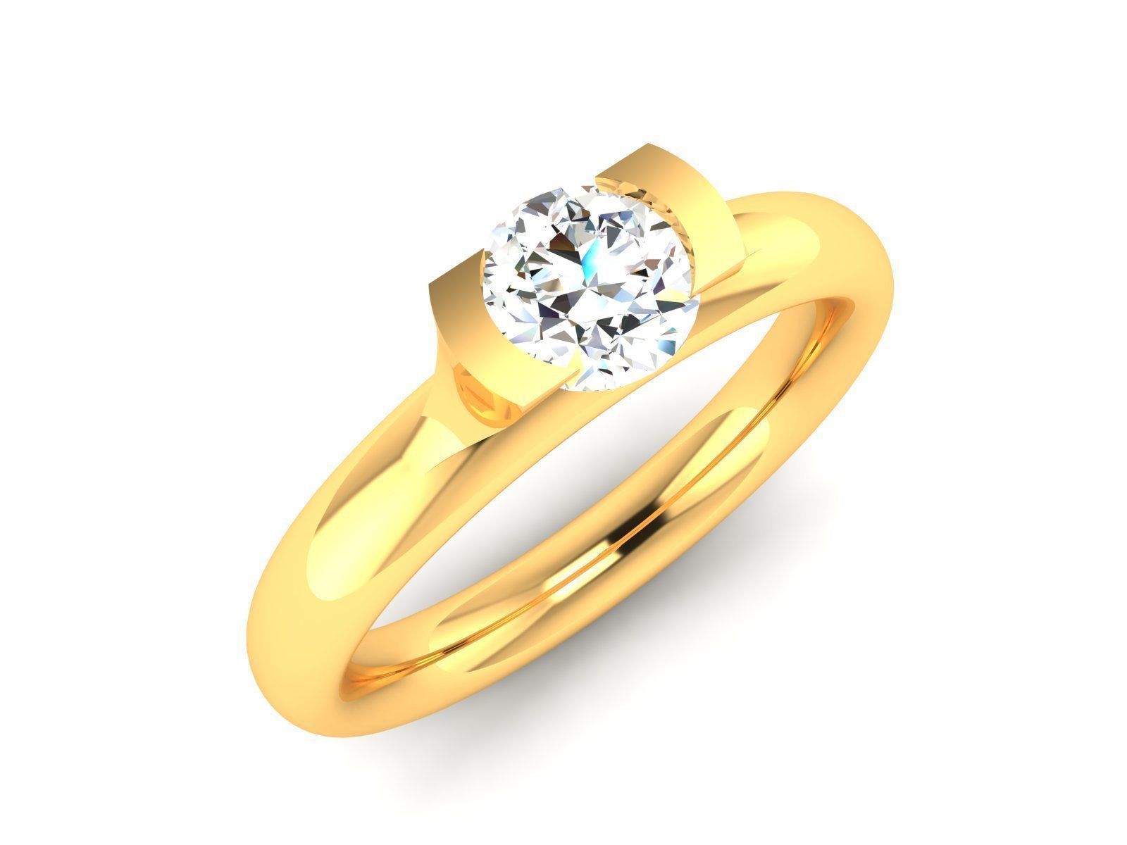 Women Mono Single Diamond Solitaire Ring 3dm render details 3D print model_1