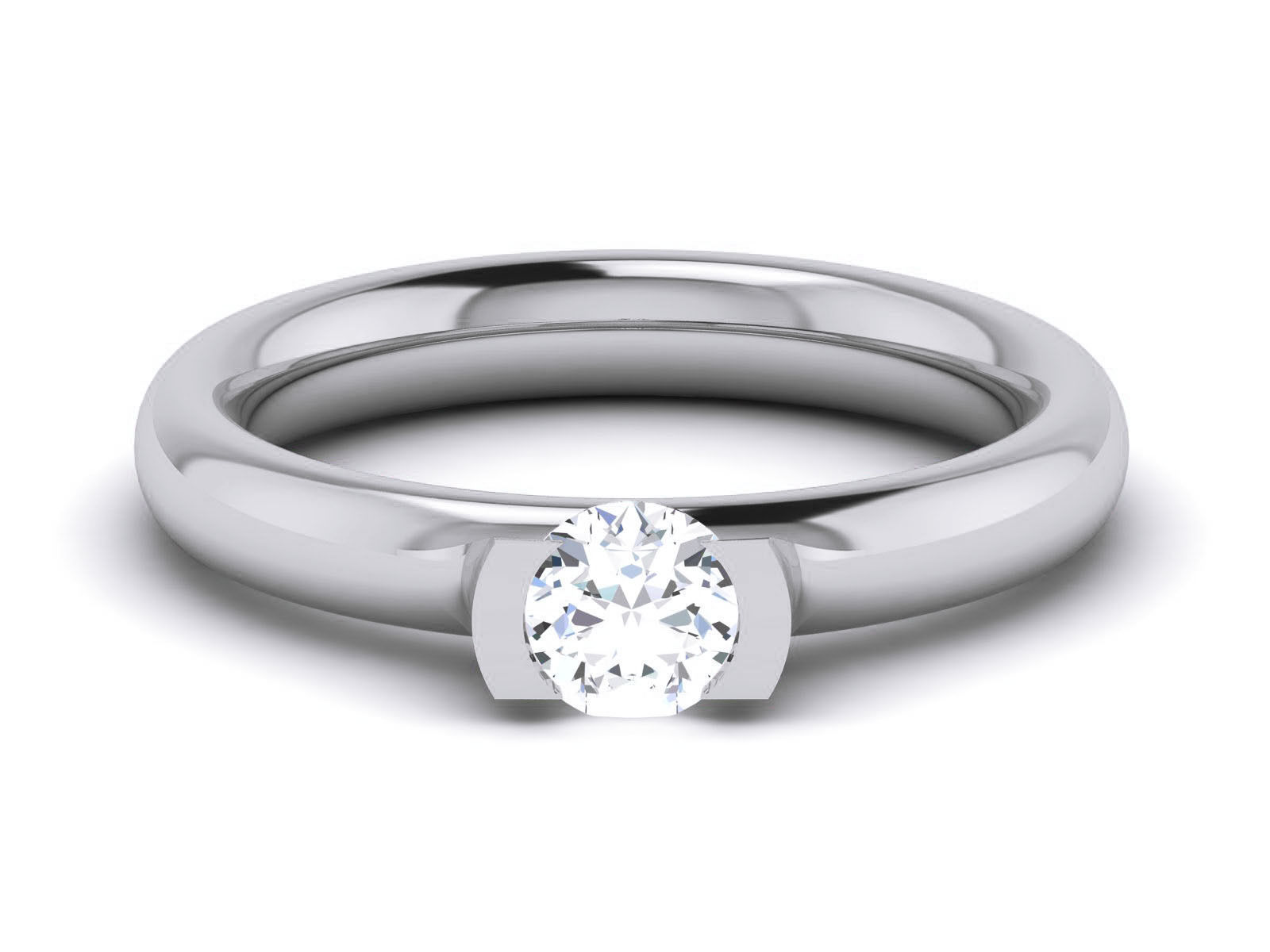 Women Mono Single Diamond Solitaire Ring 3dm render details 3D print model_12