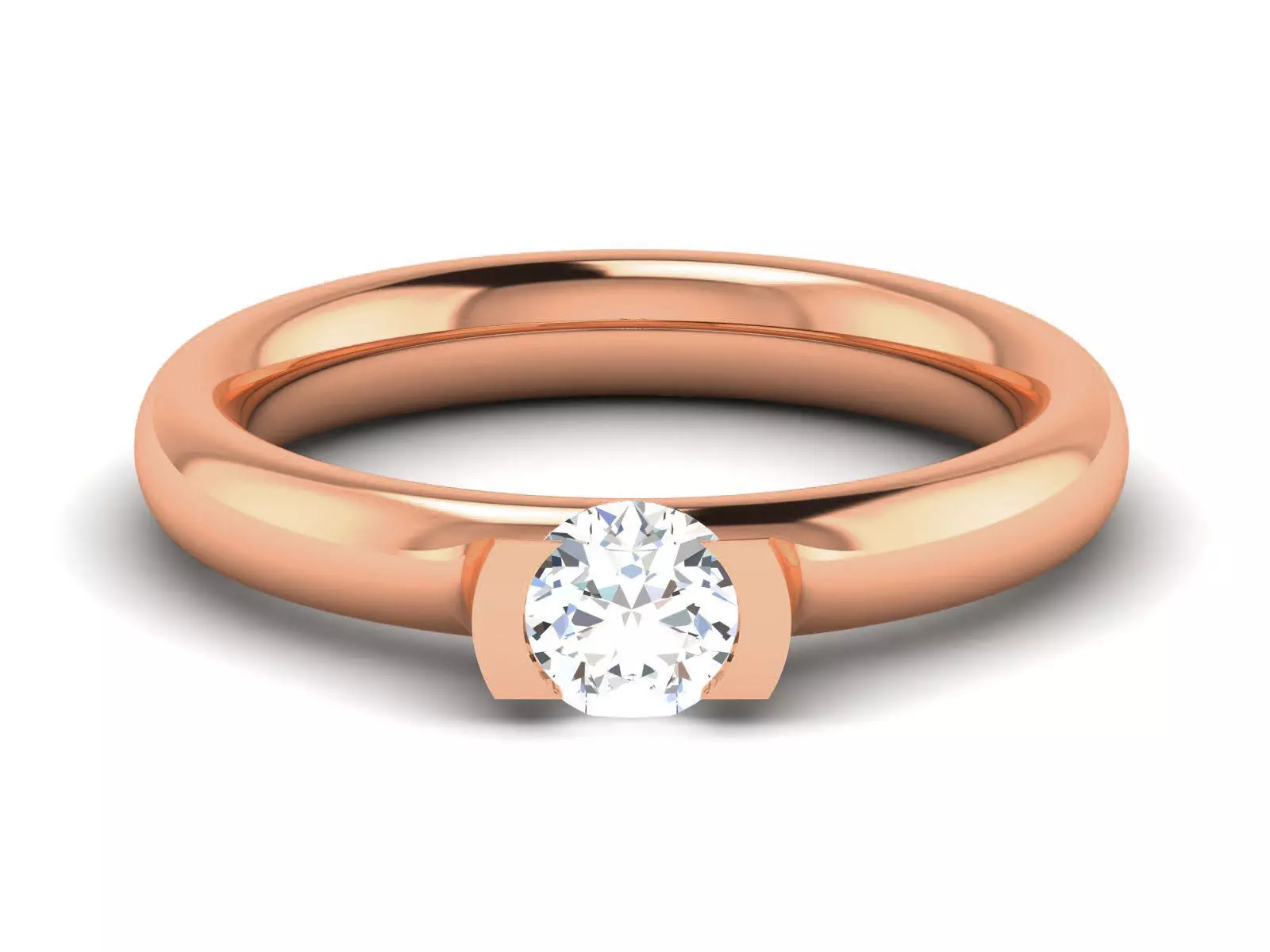 Women Mono Single Diamond Solitaire Ring 3dm render details 3D print model_0
