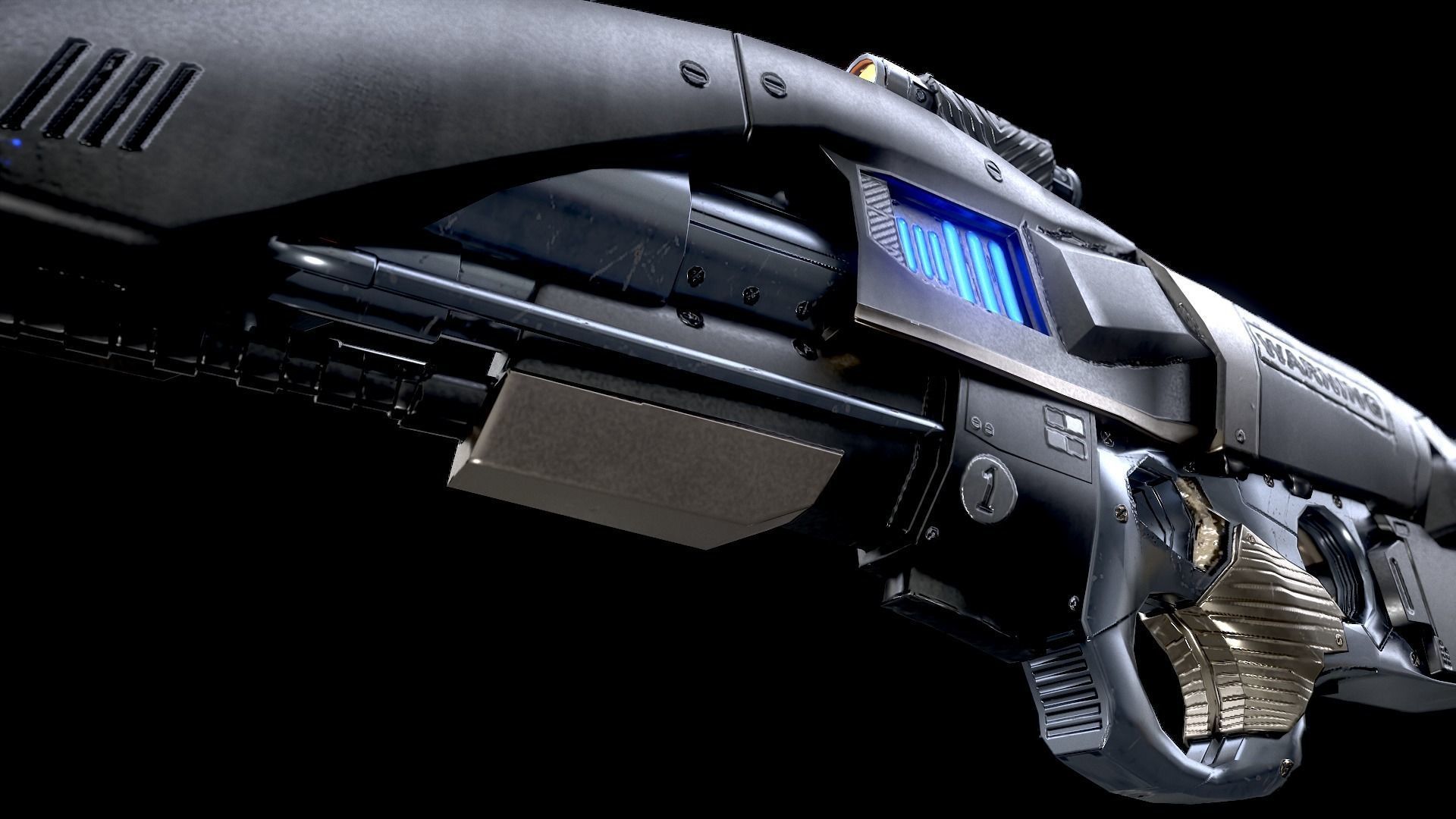 Blaster Gun Low-poly 3D model_7