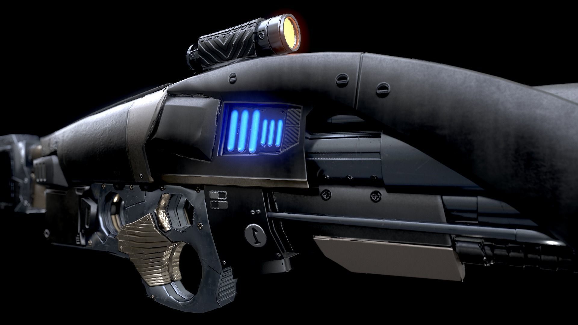 Blaster Gun Low-poly 3D model_4