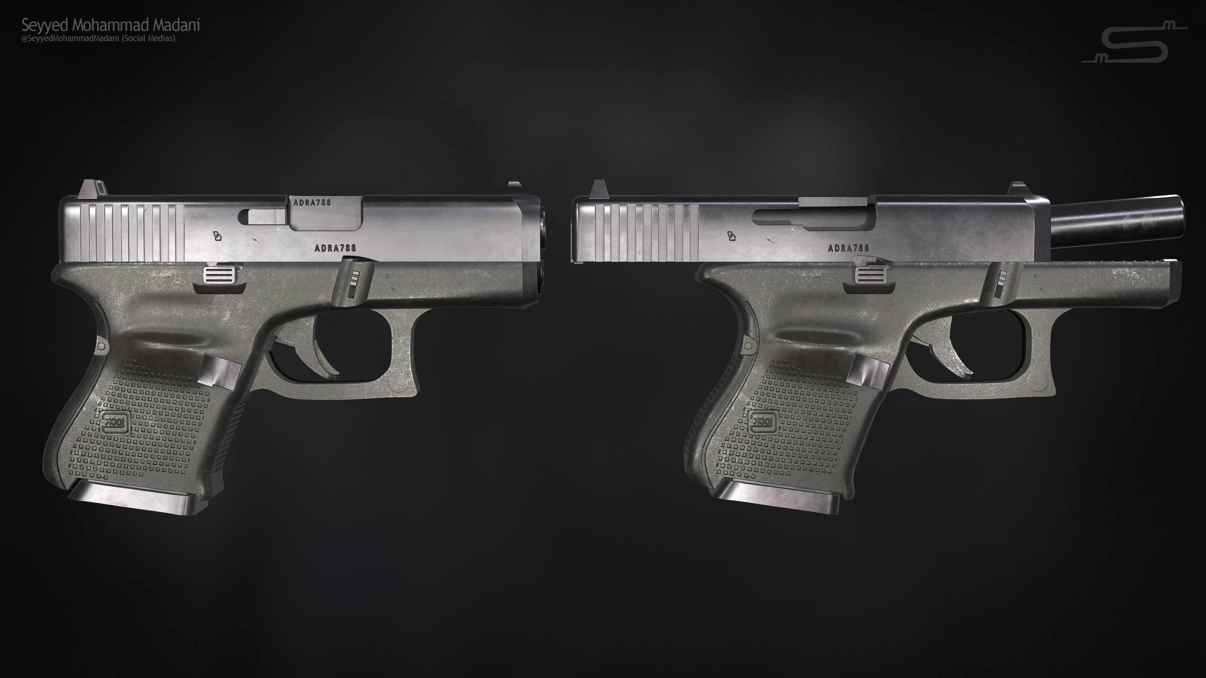 Glock 26 Gen 5 - Rigged Low-poly 3D model_3