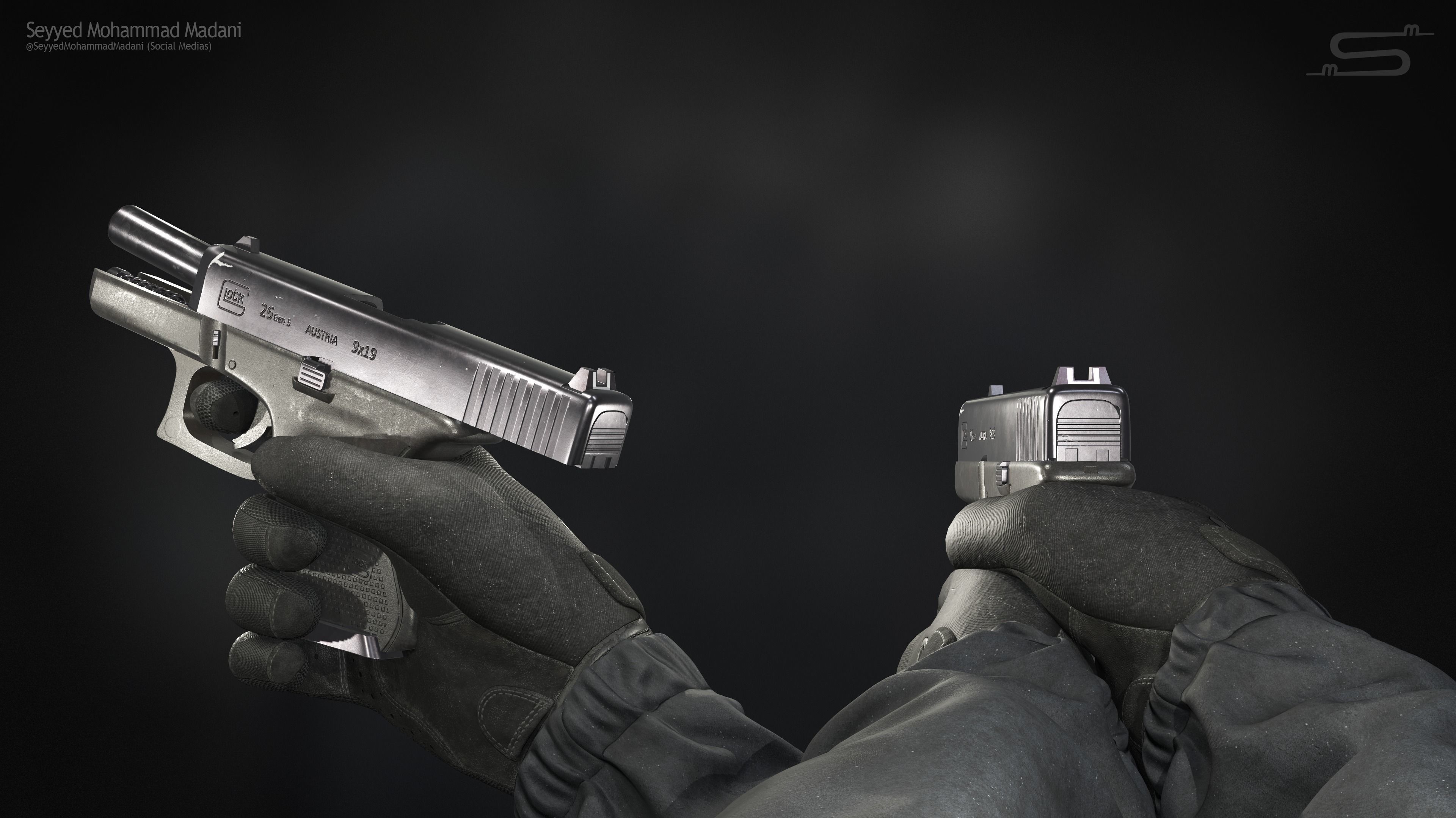 Glock 26 Gen 5 - Rigged Low-poly 3D model_7