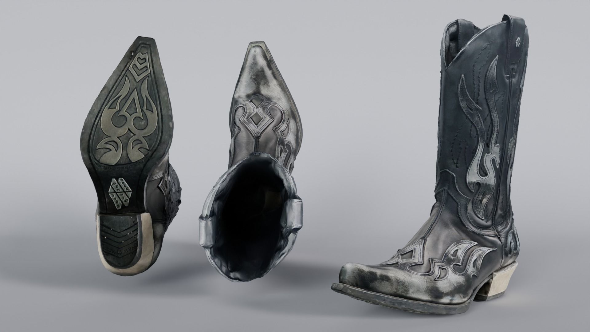 New Rocks Cowboy Boots Low-poly 3D model_1