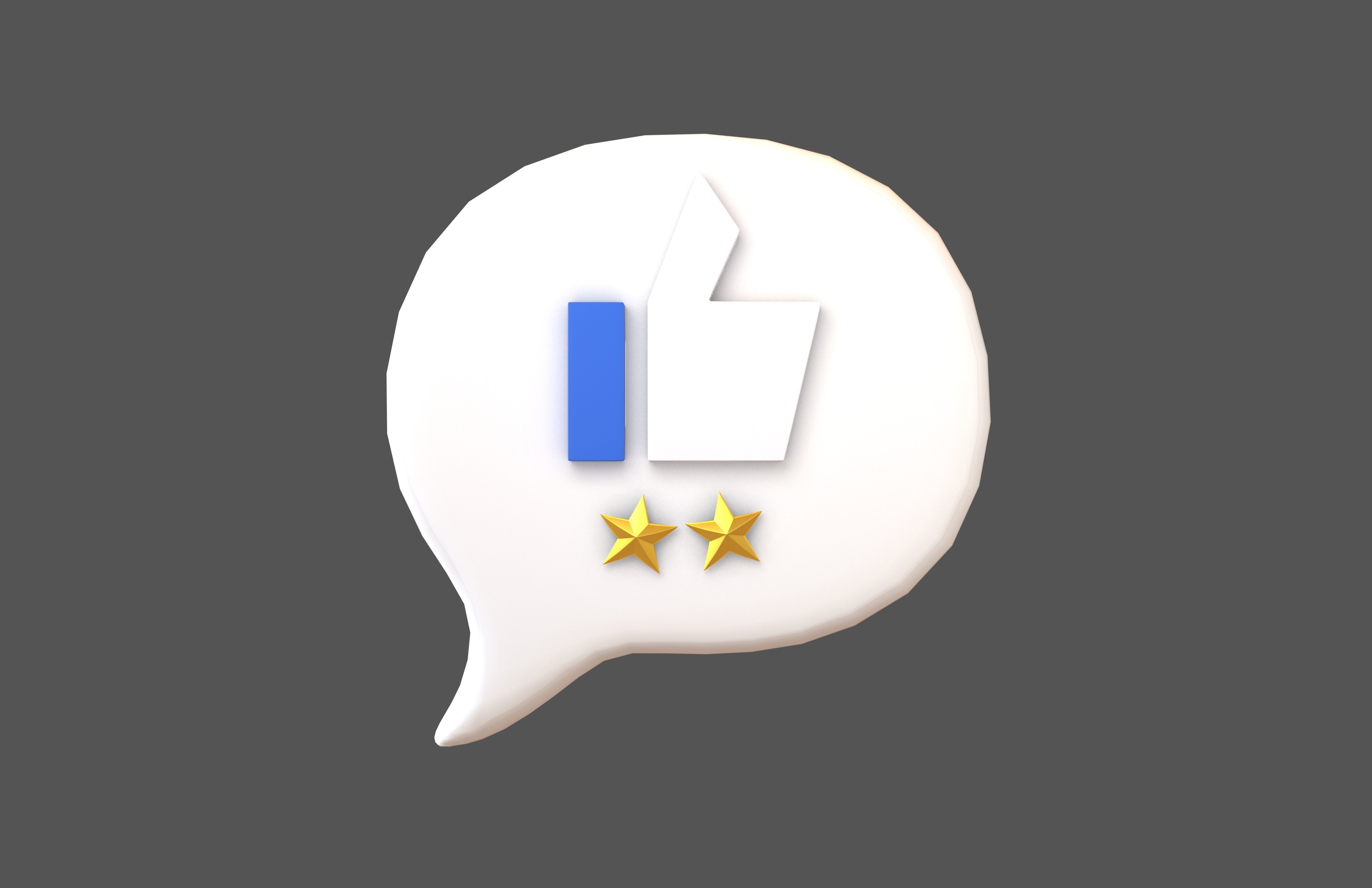 Rating Two Star Bubble Icon V2 005 Low-poly 3D model_1