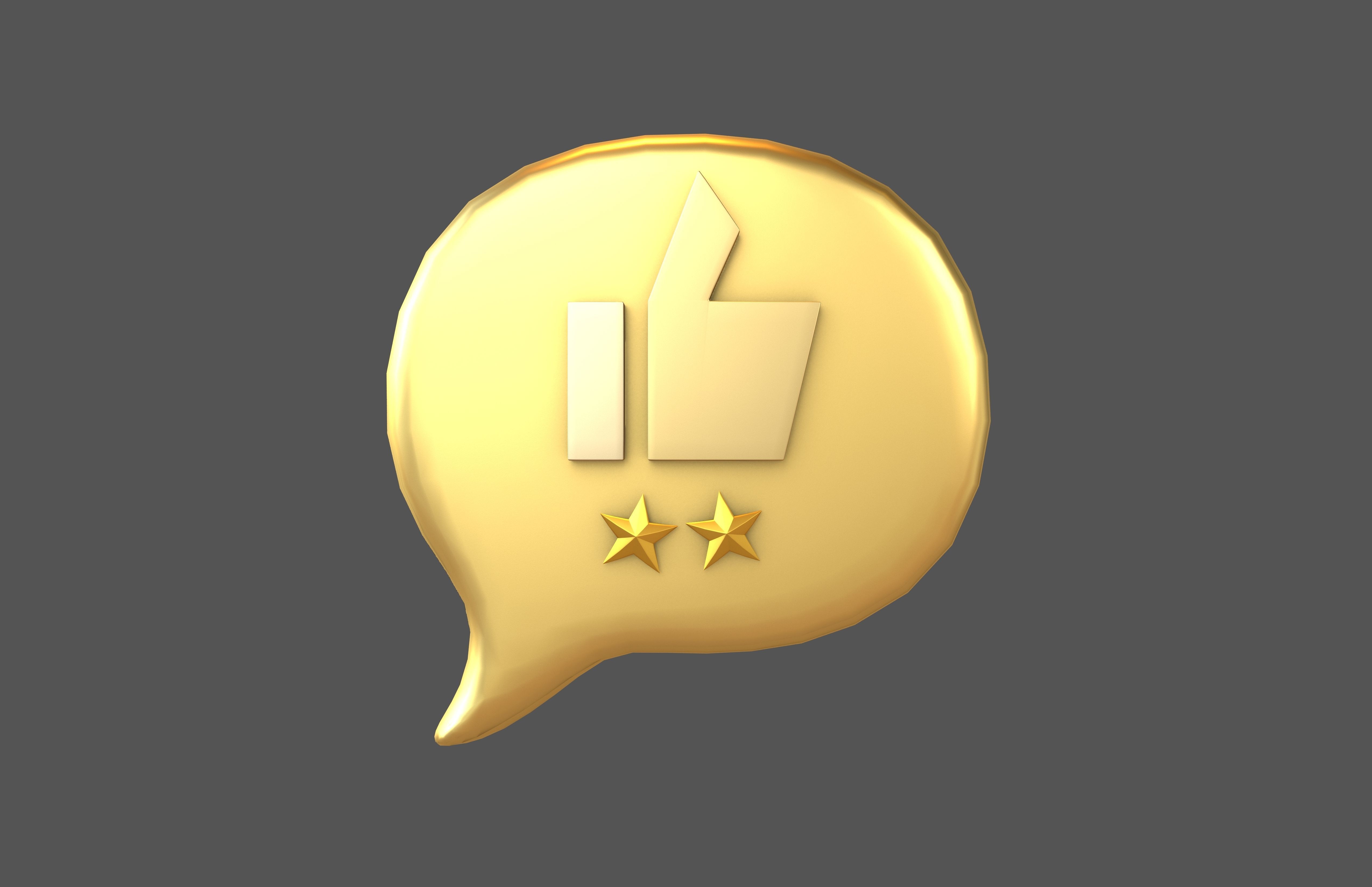 Rating Two Star Bubble Icon V2 009 Low-poly 3D model_1