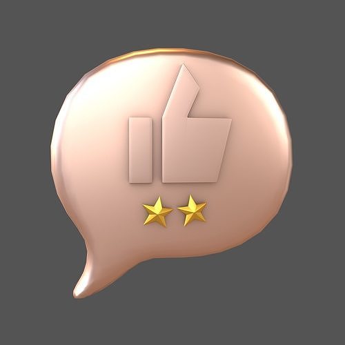 Rating Two Star Bubble Icon V2 011 Low-poly 3D model