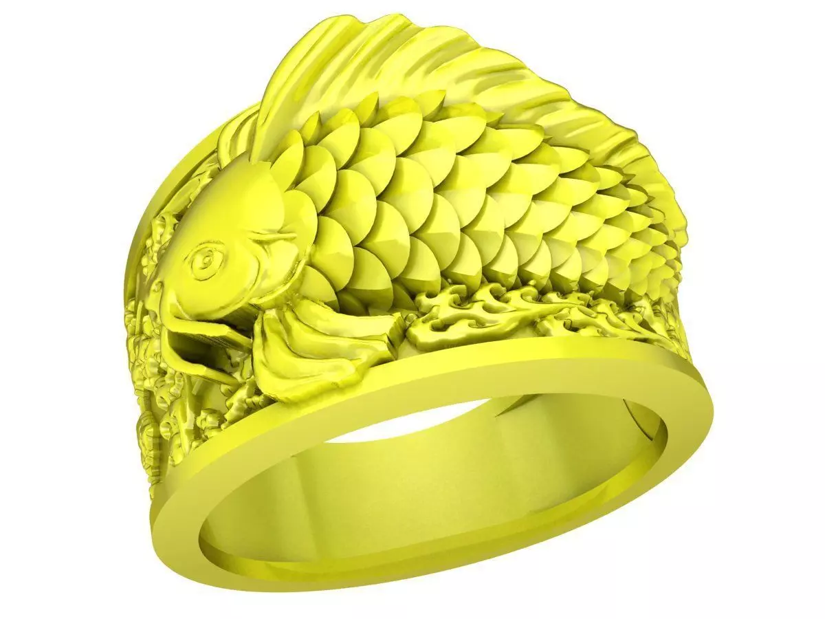 Bold Koi Carp Ring for Men 6127 3D print model