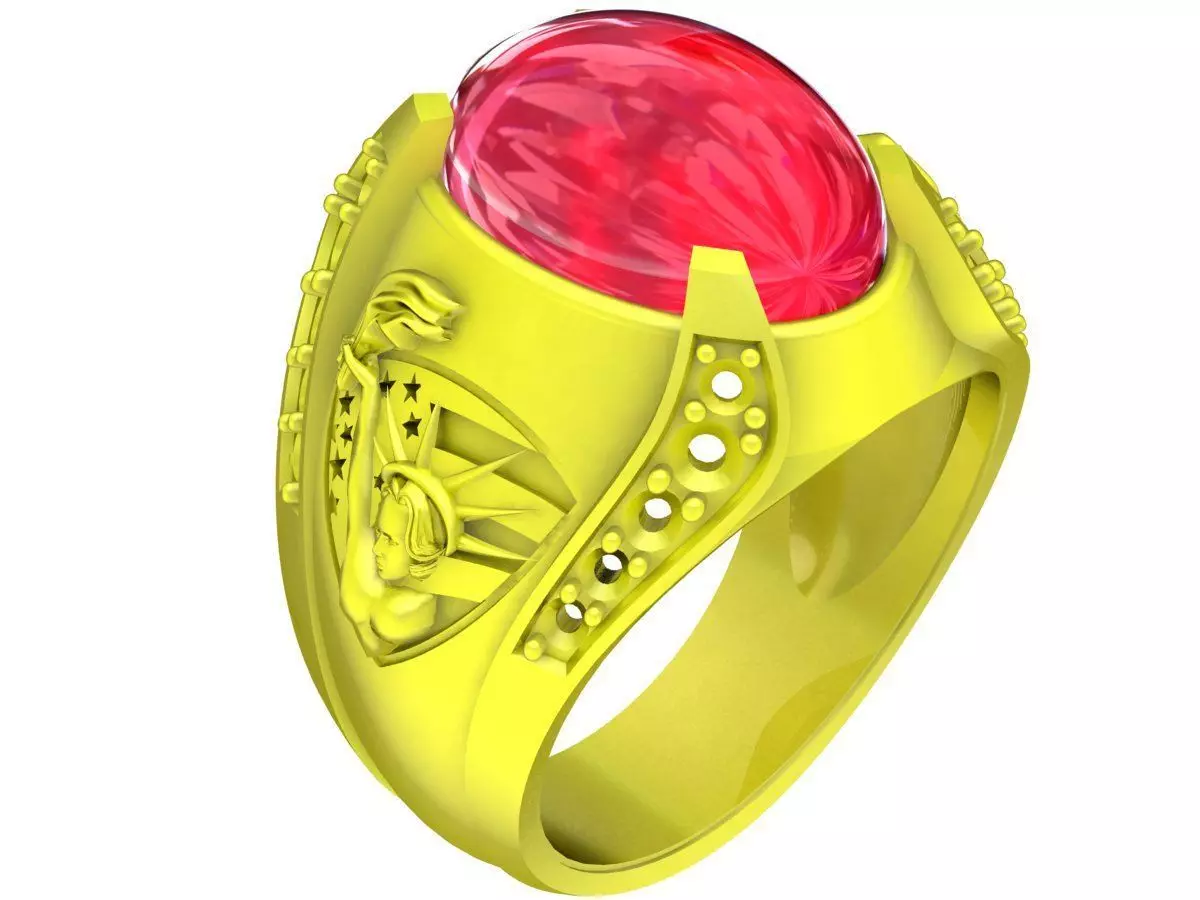 Luxury Men Oval Gemstone Ring Jewelry 3D Model for Gold Cas 6132 3D ...