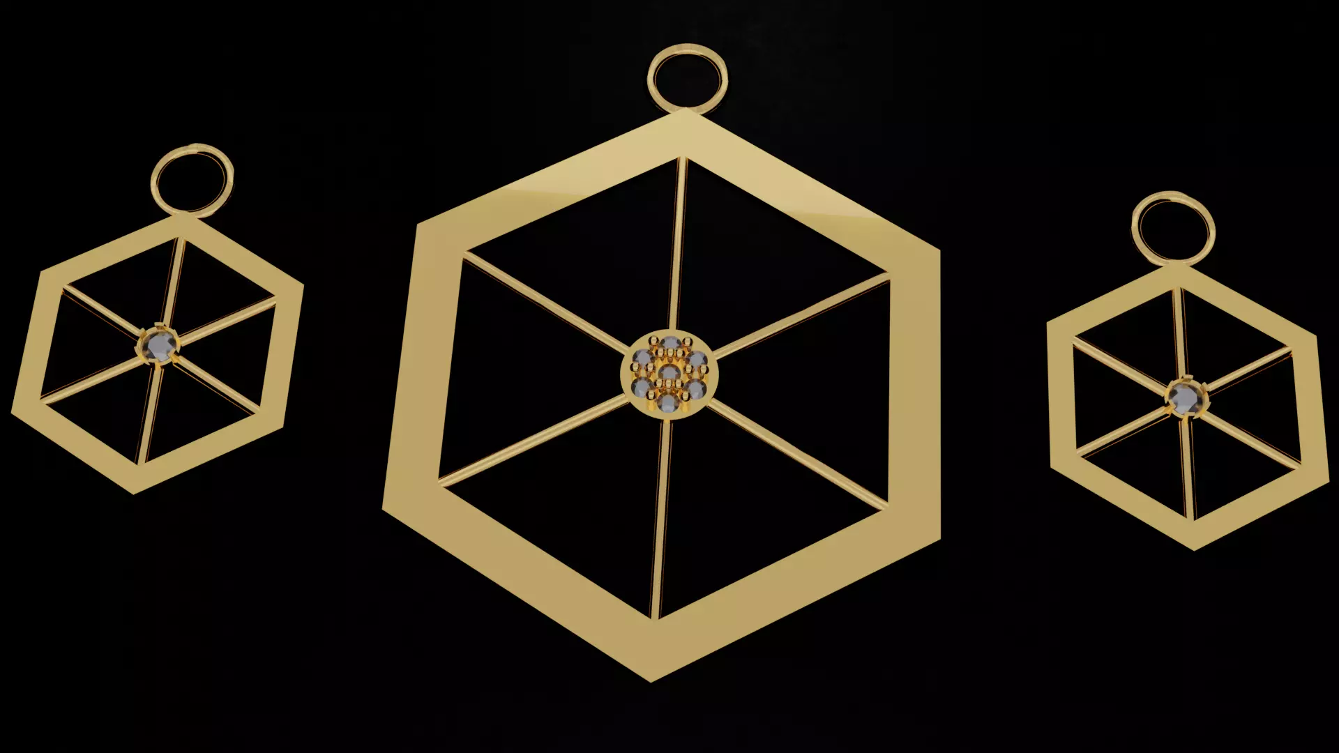 Pentagon Pendant set Free 3D print model