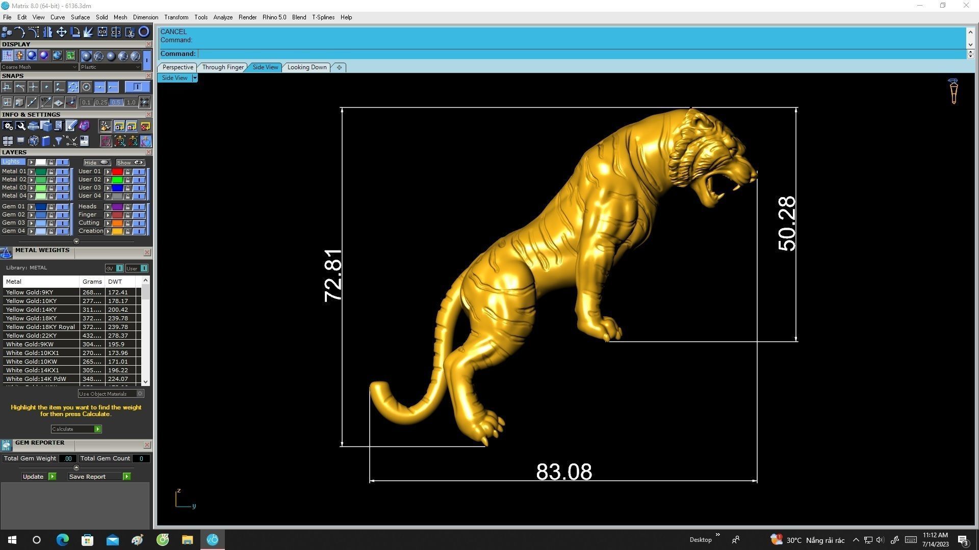 6136 Tiger for Jewelry 3D print model_5