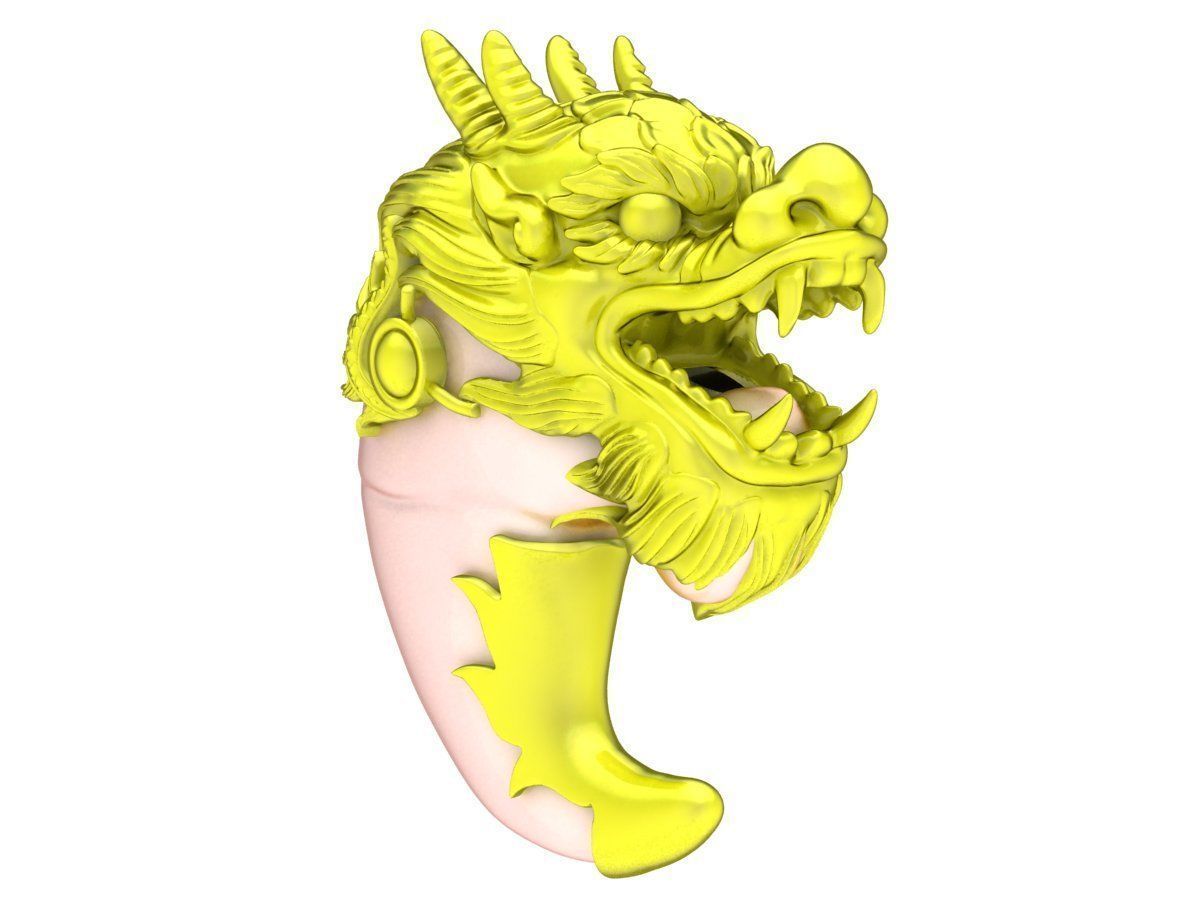 6140 head of dragon warp nails of tiger pendant 3D print model_3