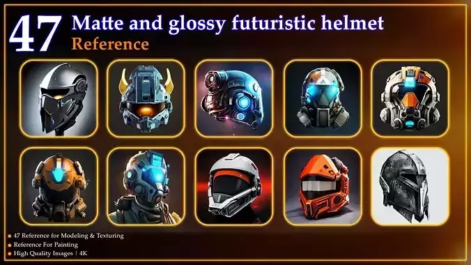 47 Matte and Glossy Futuristic Helmet - resource images  3D model