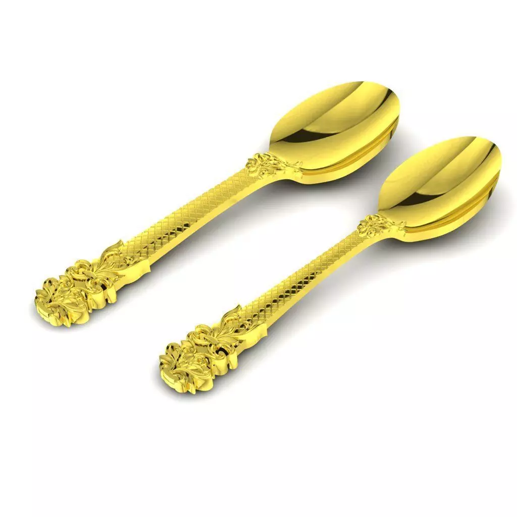 Luxury Ornate Spoon Set Big and Small 6152 3D print model