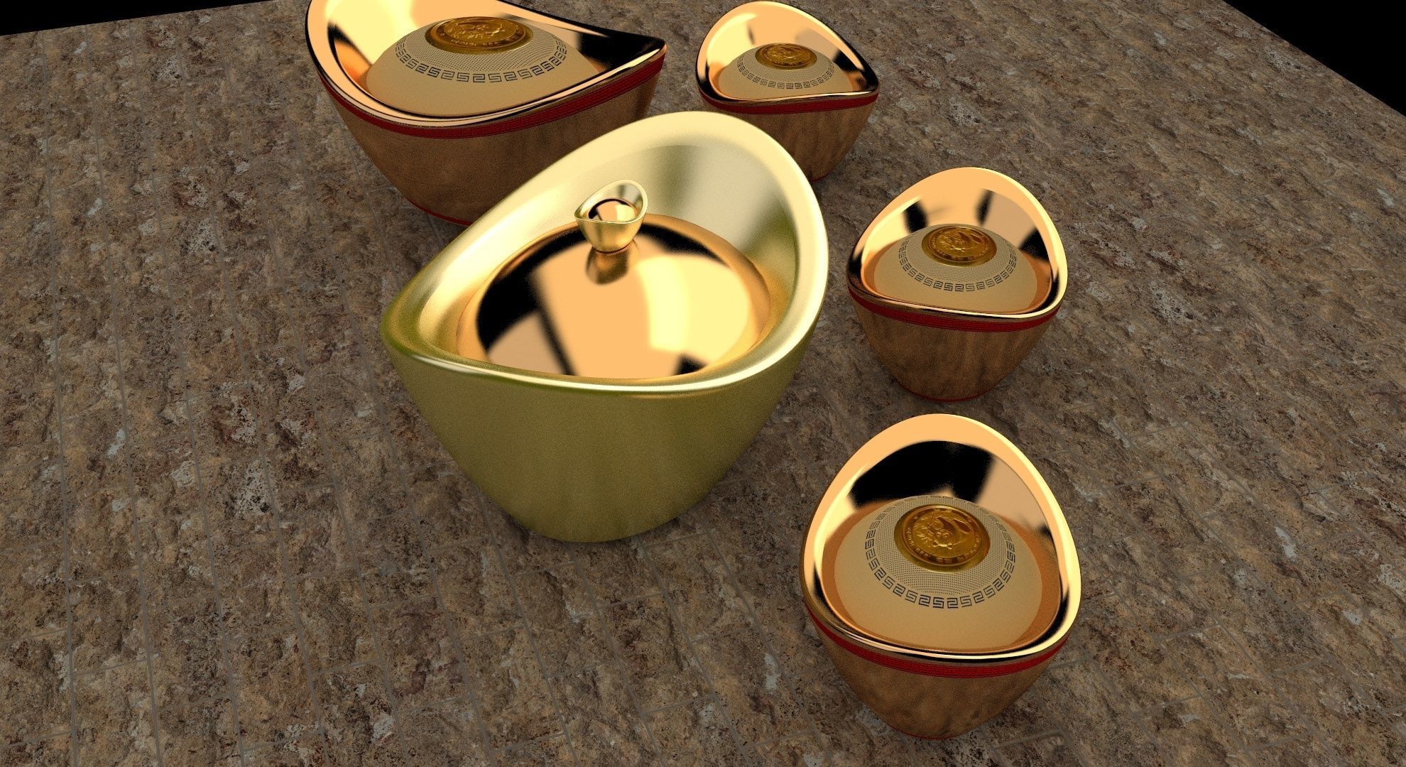 chinese gold ingot 3D model_4