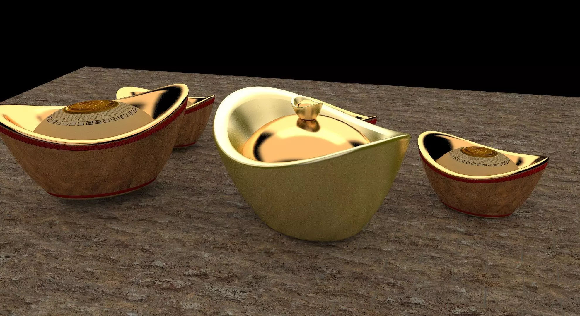 chinese gold ingot 3D model_0