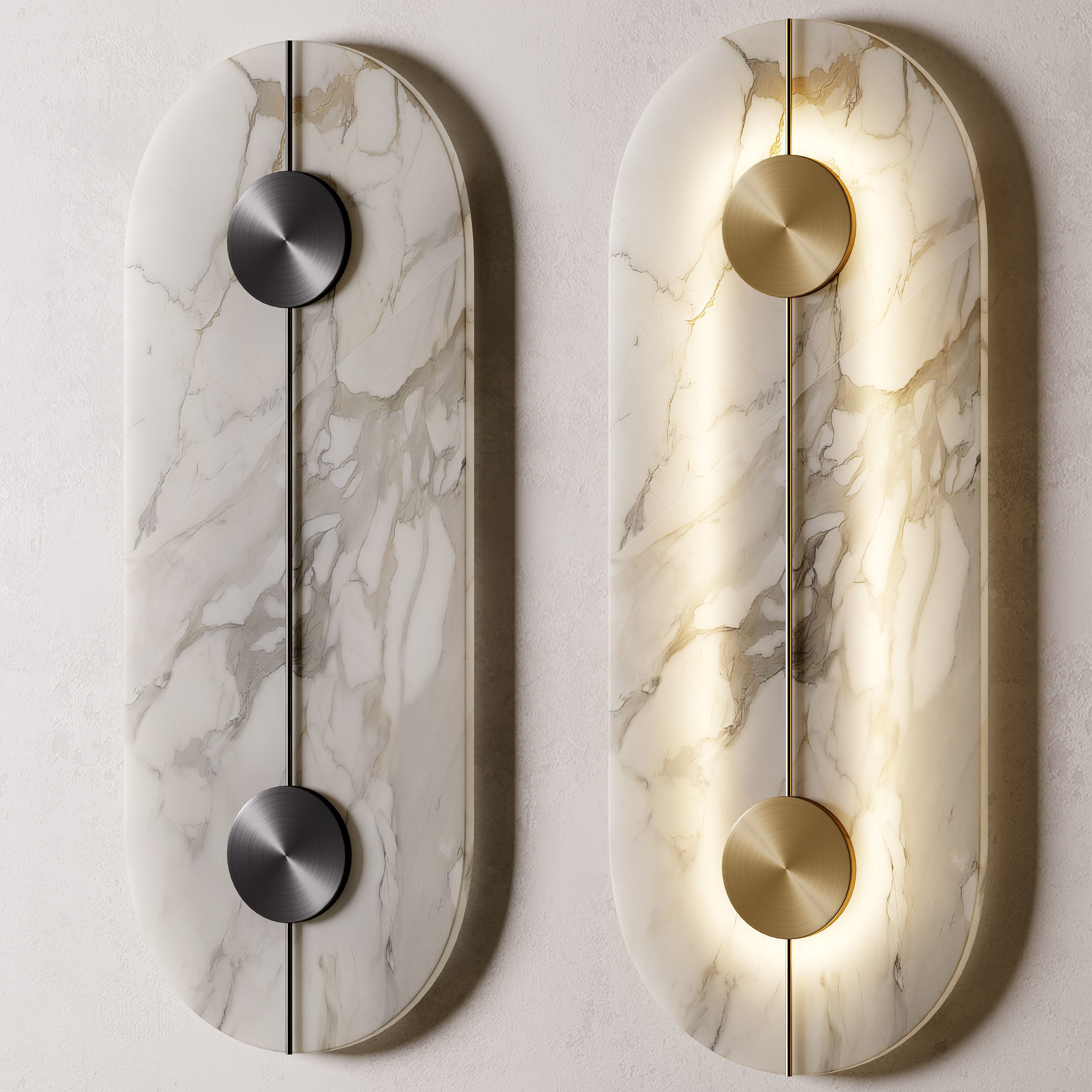 Marble Wall Lamp Low-poly 3D model_1