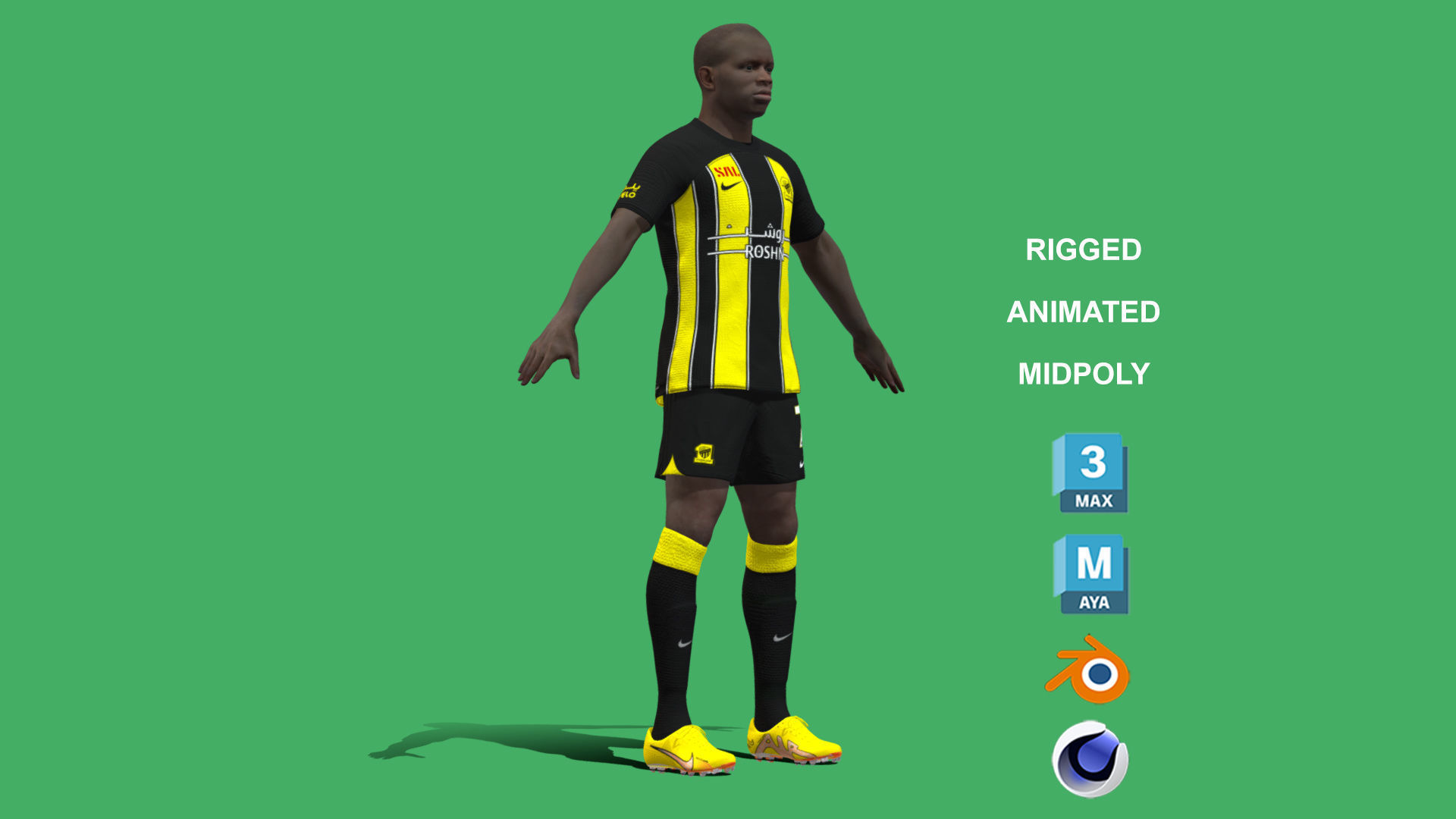 3D Rigged NGolo Kante Al-Ittihad 2024 3D model_6