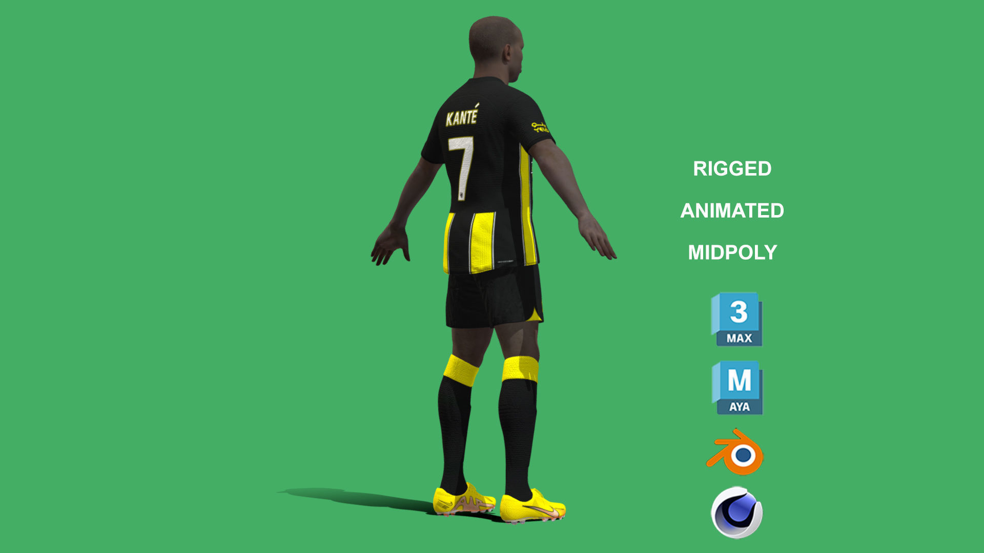 3D Rigged NGolo Kante Al-Ittihad 2024 3D model_8