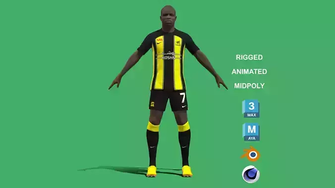 3D Rigged NGolo Kante Al-Ittihad 2024 3D model