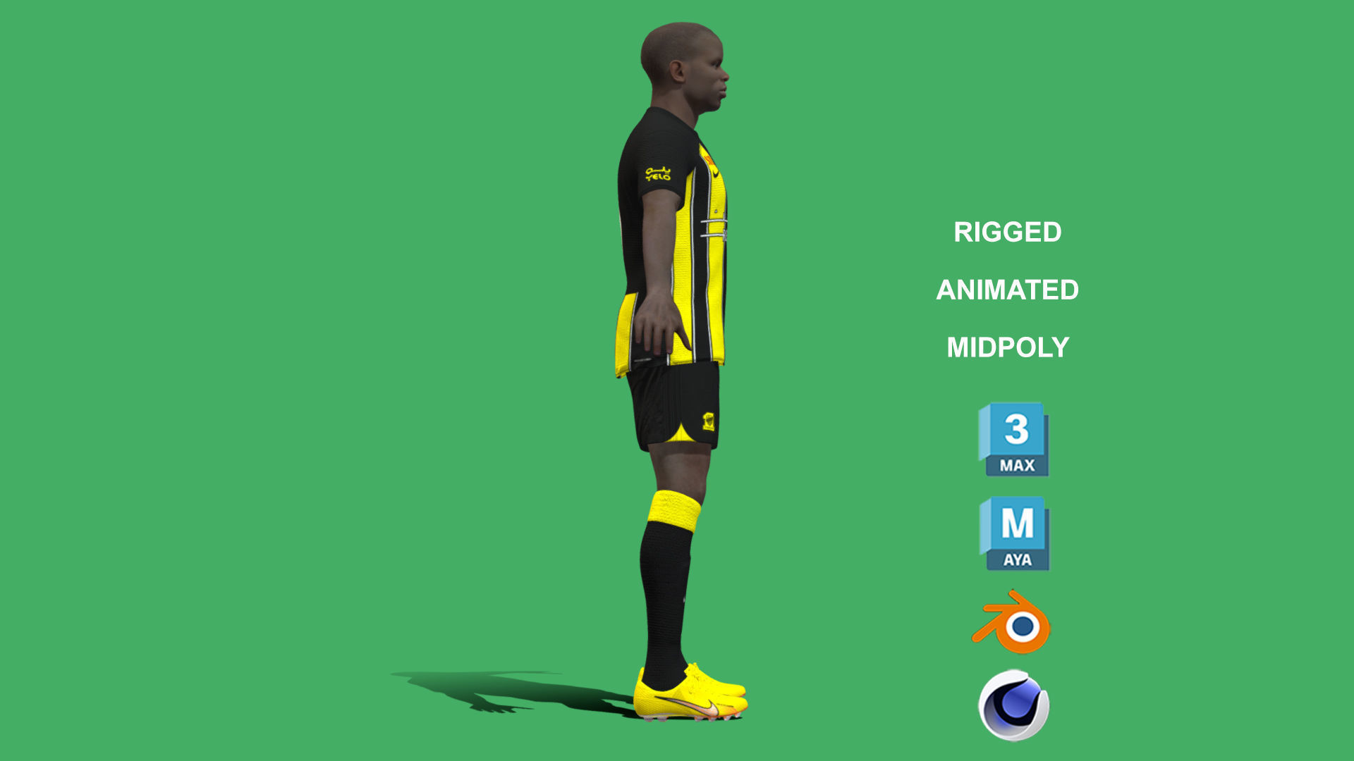 3D Rigged NGolo Kante Al-Ittihad 2024 3D model_7