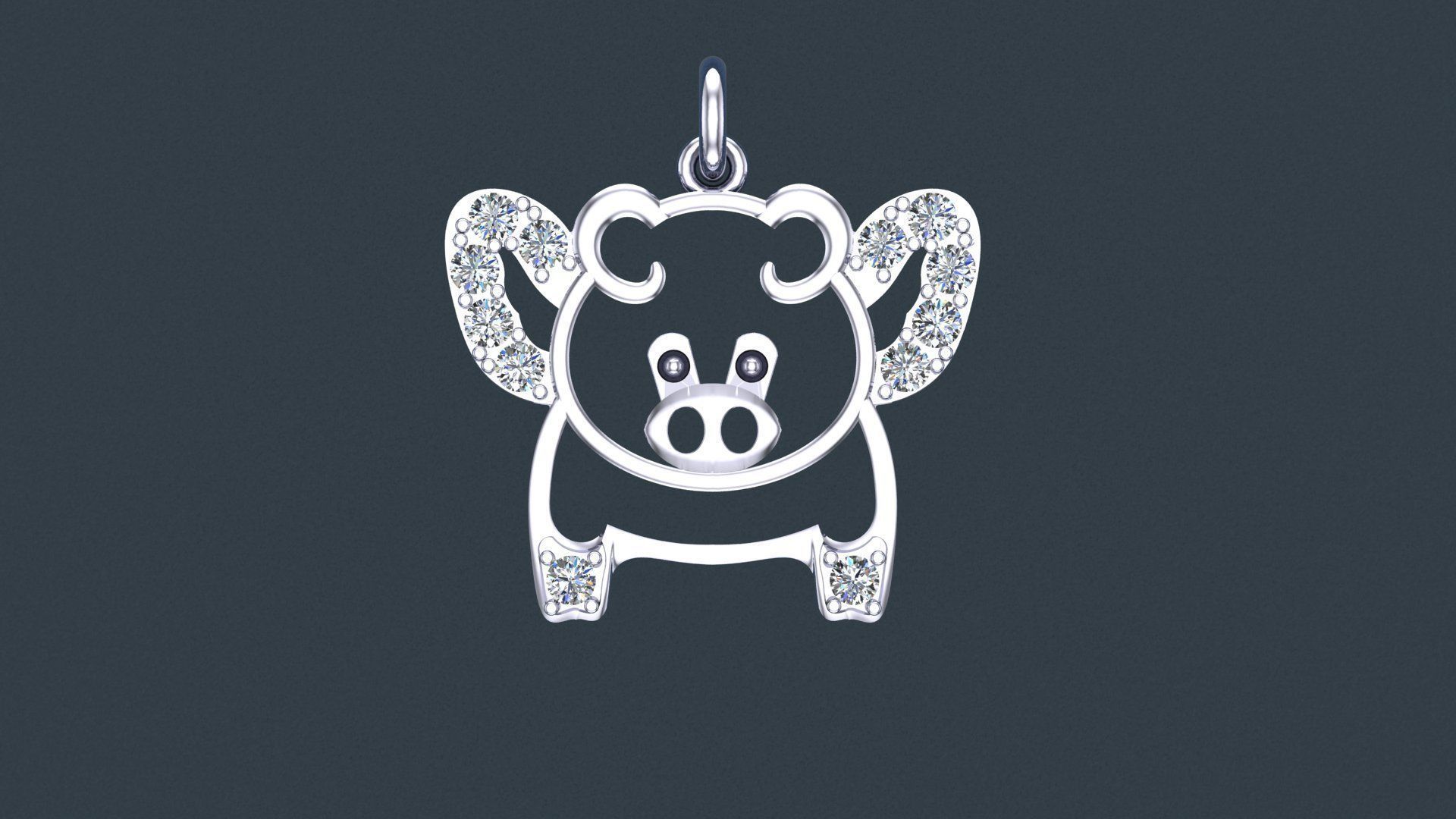 Pig pendant Free 3D print model_4