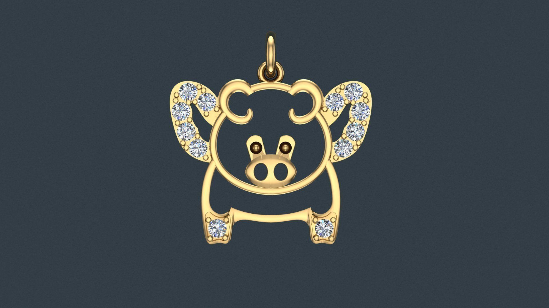 Pig pendant Free 3D print model_2