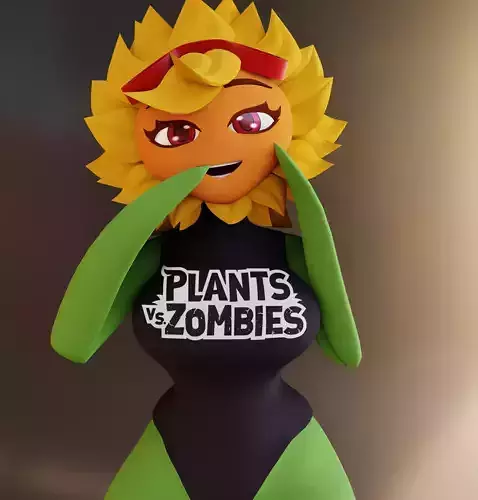 Girasol Sunflower 3D Plants Vs Zombie NSFW SFW Low-poly 3D model