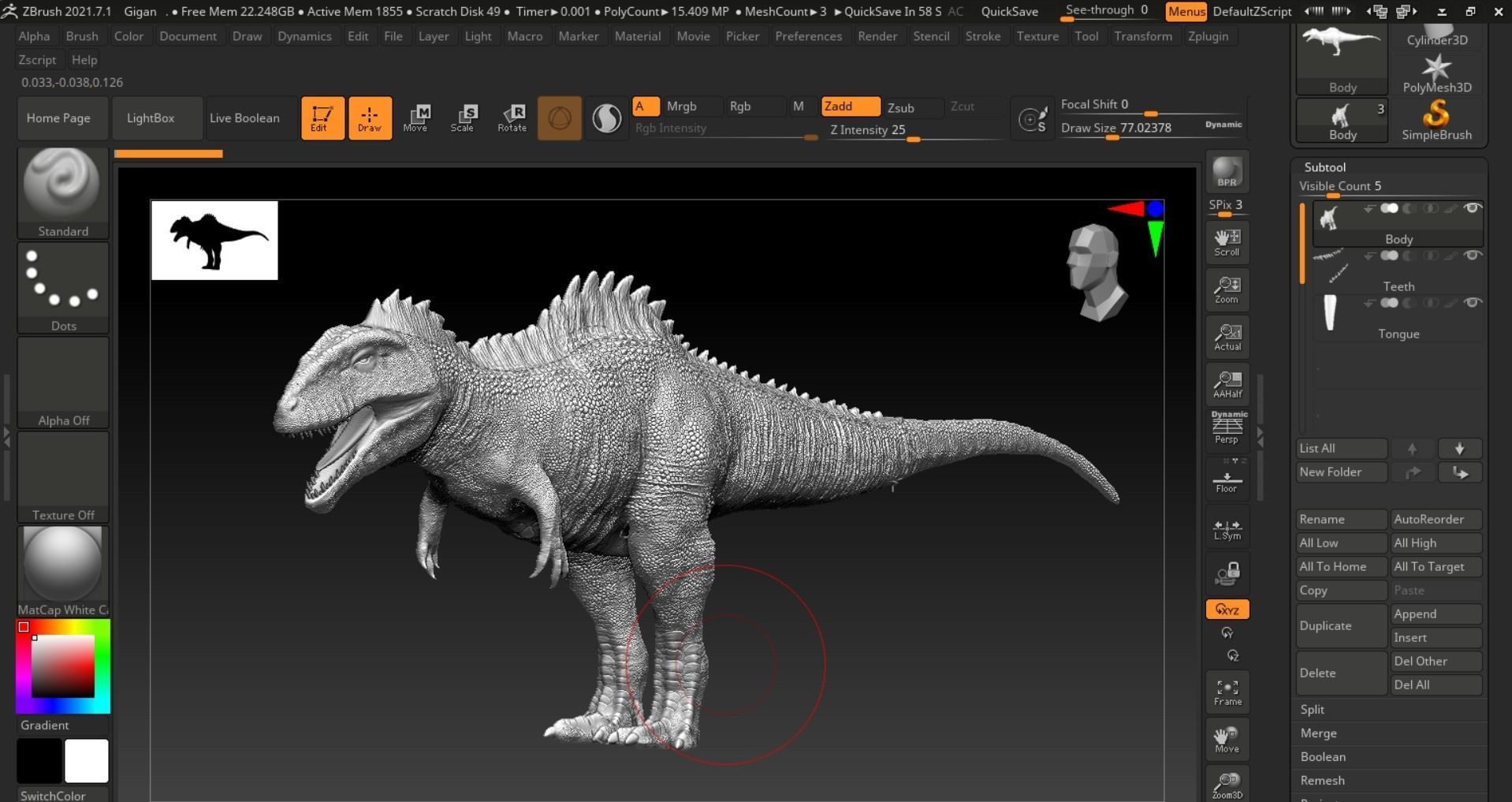 Monster Giganotosaurus Dinosaur Low-poly 3D model_26