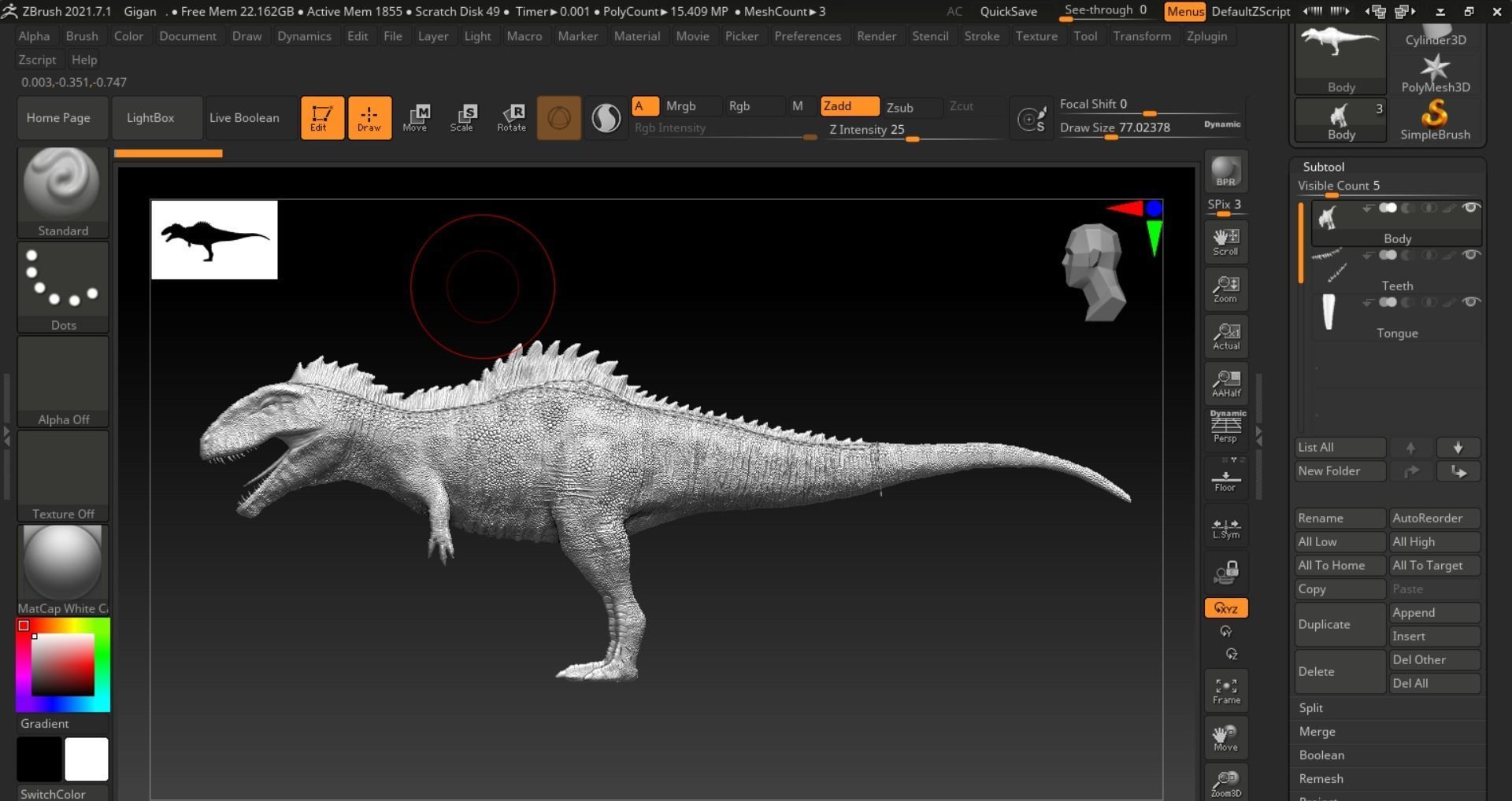 Monster Giganotosaurus Dinosaur Low-poly 3D model_27