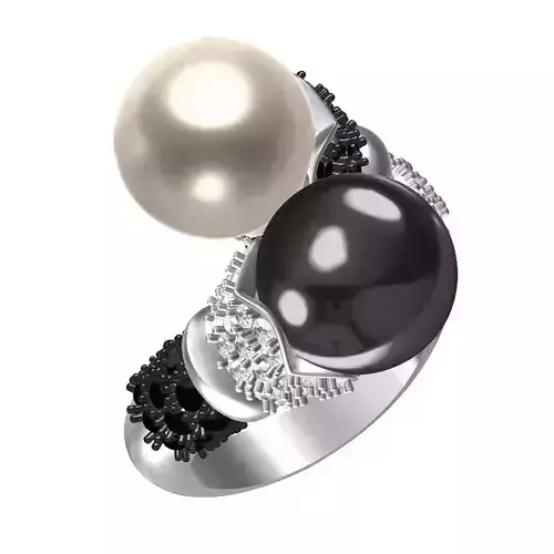 Black and White Pearl Cocktail Ring