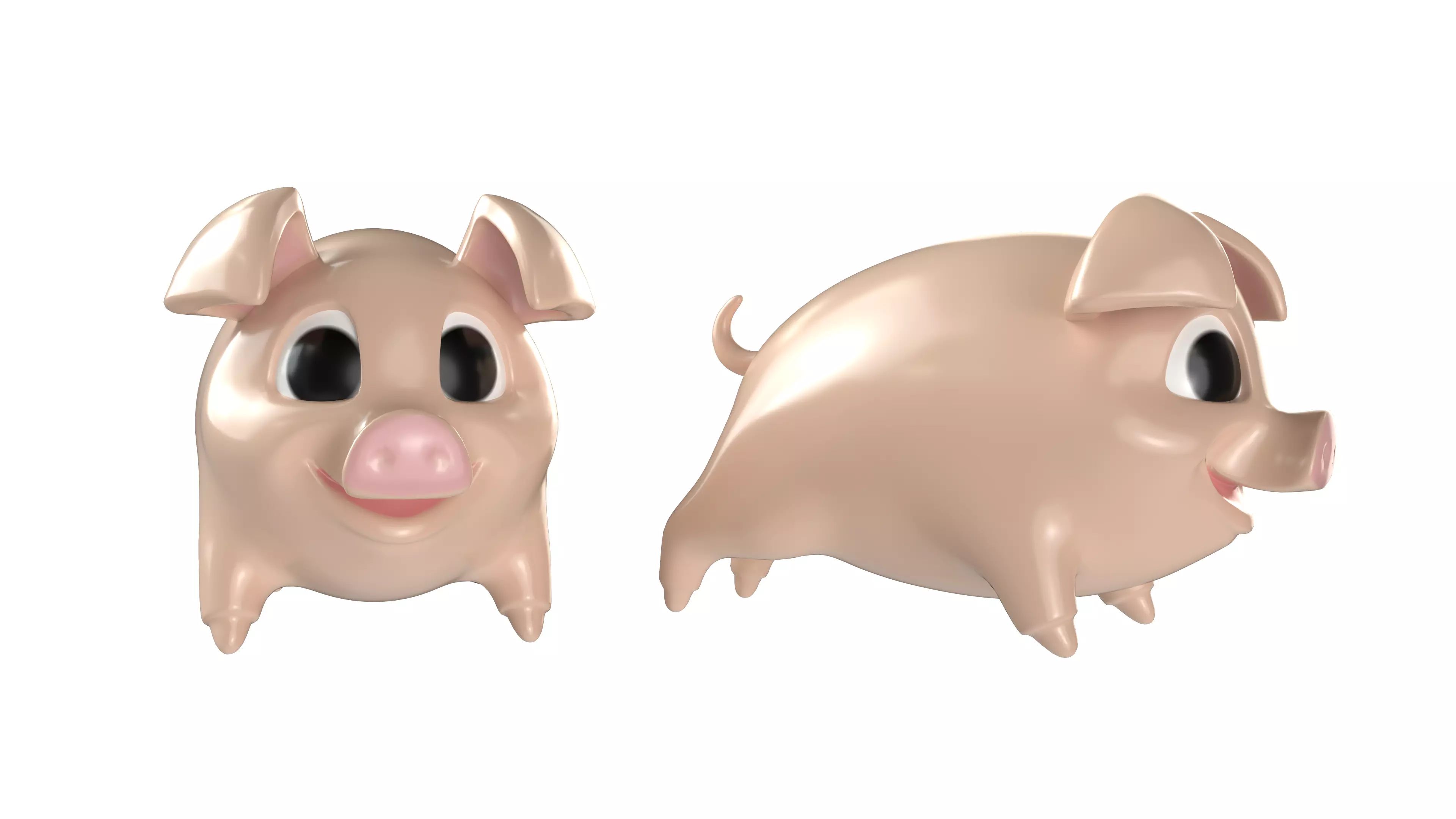 Cartoon pig 3D print model_0
