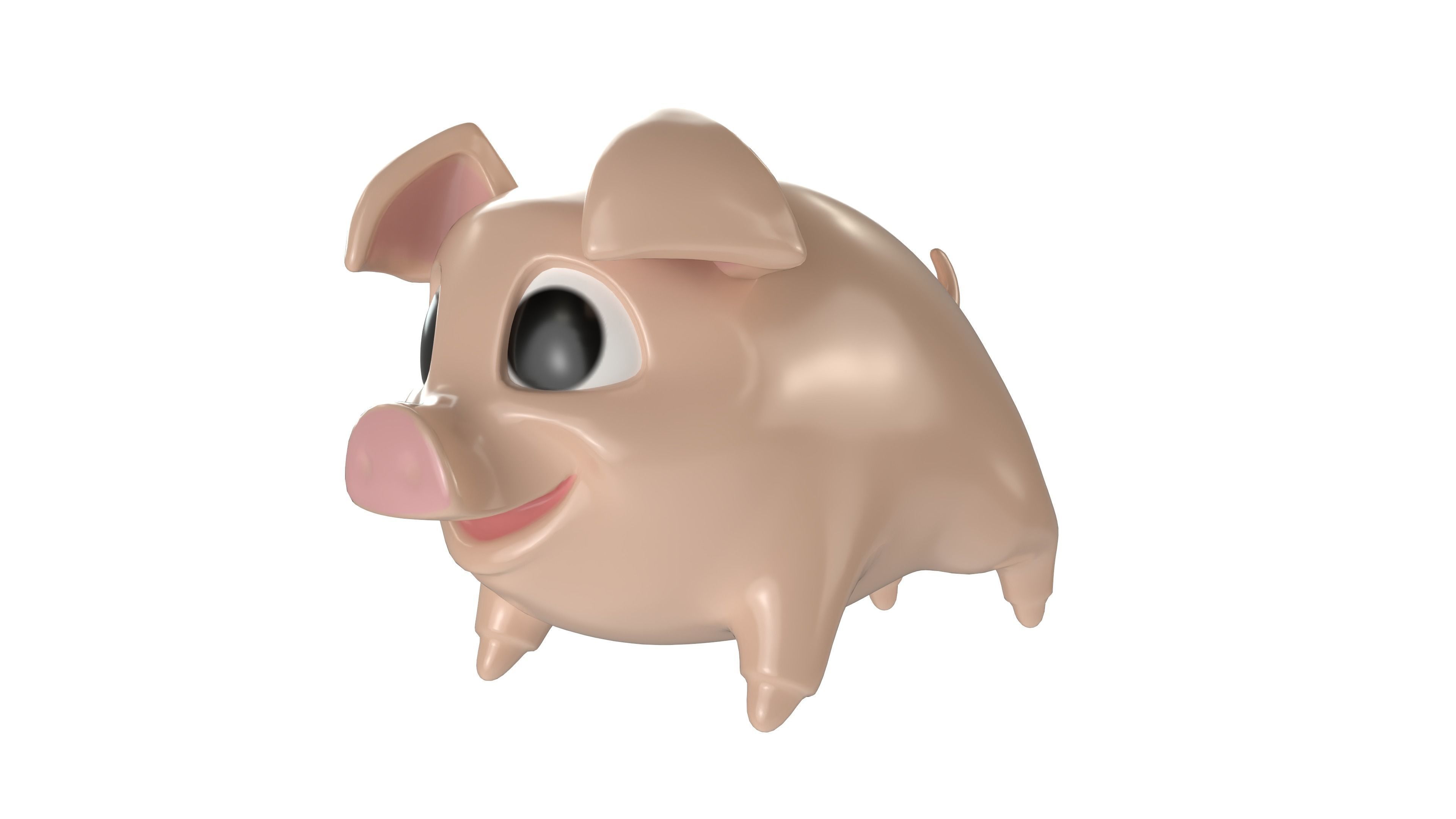 Cartoon pig 3D print model_2