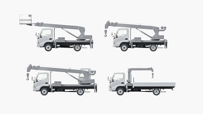 Toyota Dyna 1999 Crane Set Low-poly 3D model