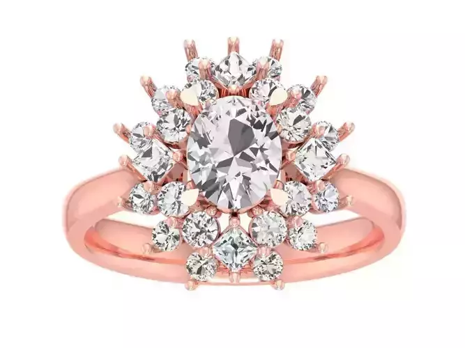 Oval Solitaire Wedding Engagement Halo Ring