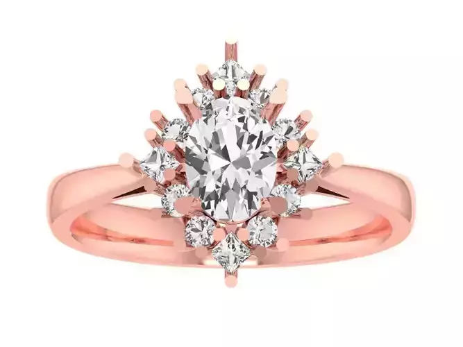 Oval Solitaire Wedding Engagement Halo Ring