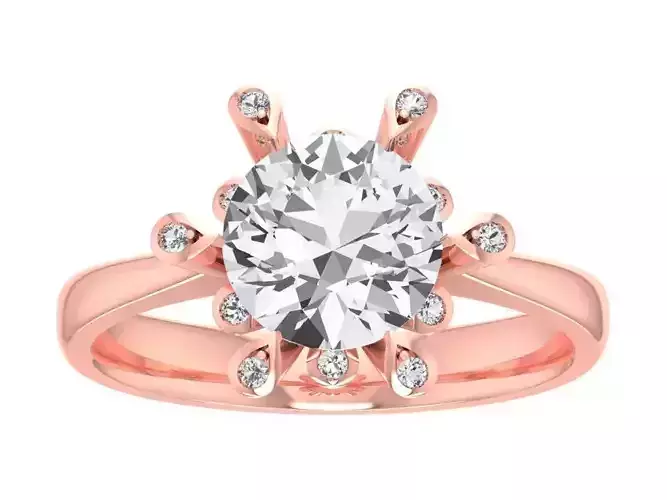 Round Solitaire Wedding Engagement Halo Ring