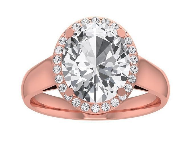 Oval Solitaire Wedding Engagement Halo Ring 3D print model