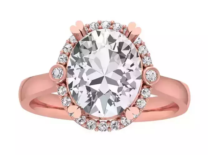 Oval Solitaire Wedding Engagement Halo Ring