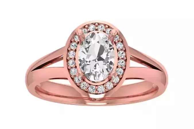 Oval Solitaire Wedding Engagement Halo Ring