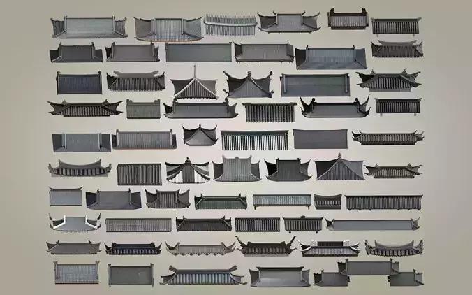 Chinese style eaves building roof style ancient