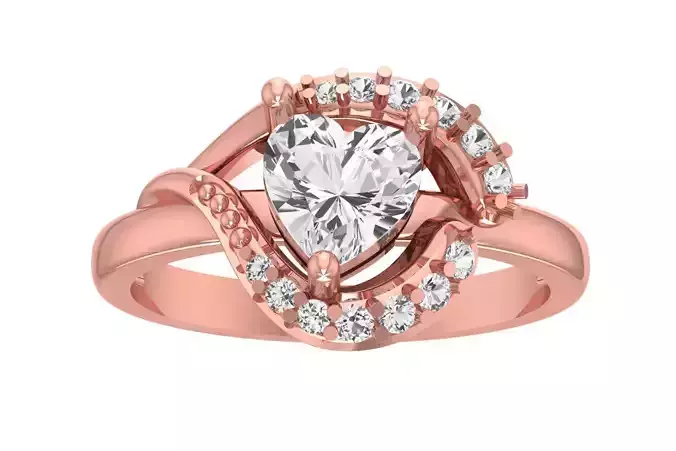 Heart Solitaire Wedding Engagement Halo Ring