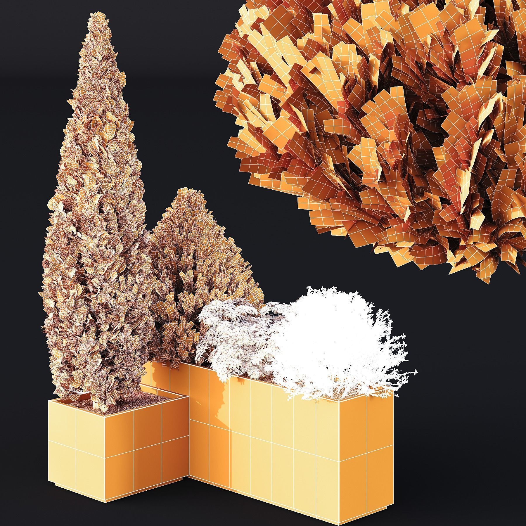 HQ Tree and bush garden box outdoor VOL 04 Free 3D model_4