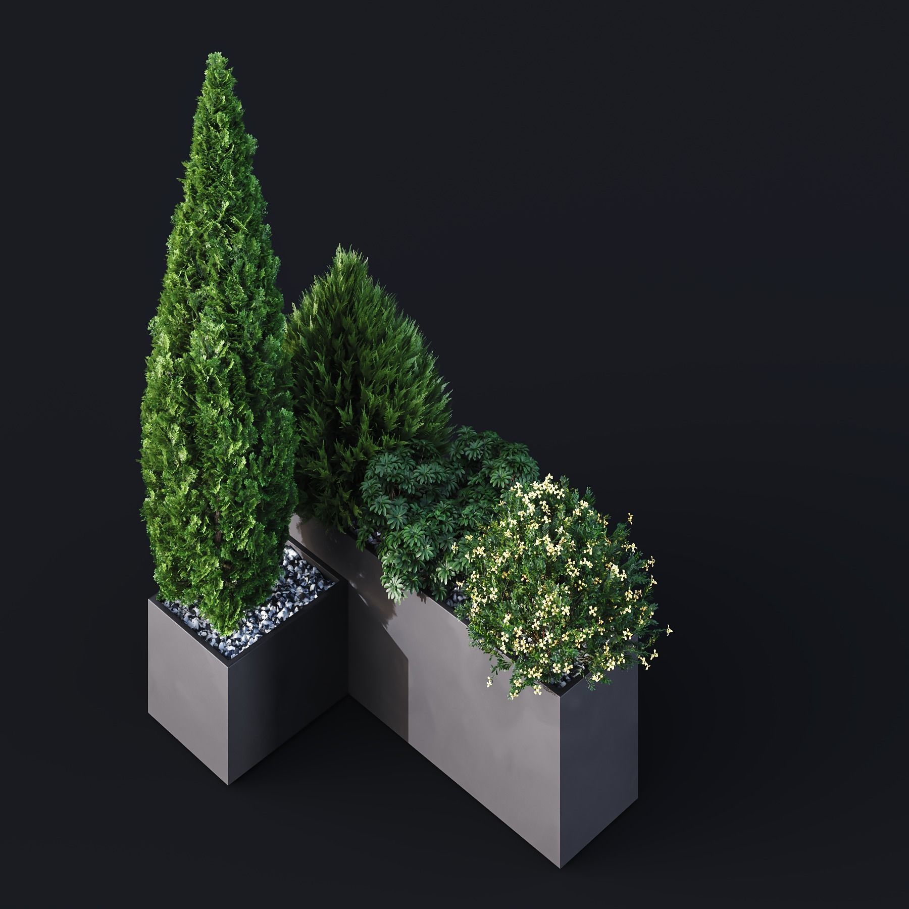 HQ Tree and bush garden box outdoor VOL 04 Free 3D model_3