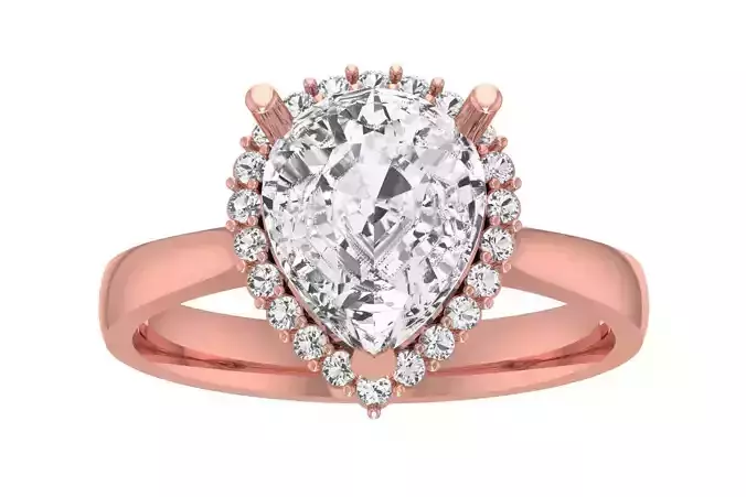 Pear Solitaire Wedding Engagement Halo Ring