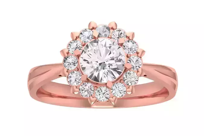 Round Solitaire Wedding Engagement Halo Ring