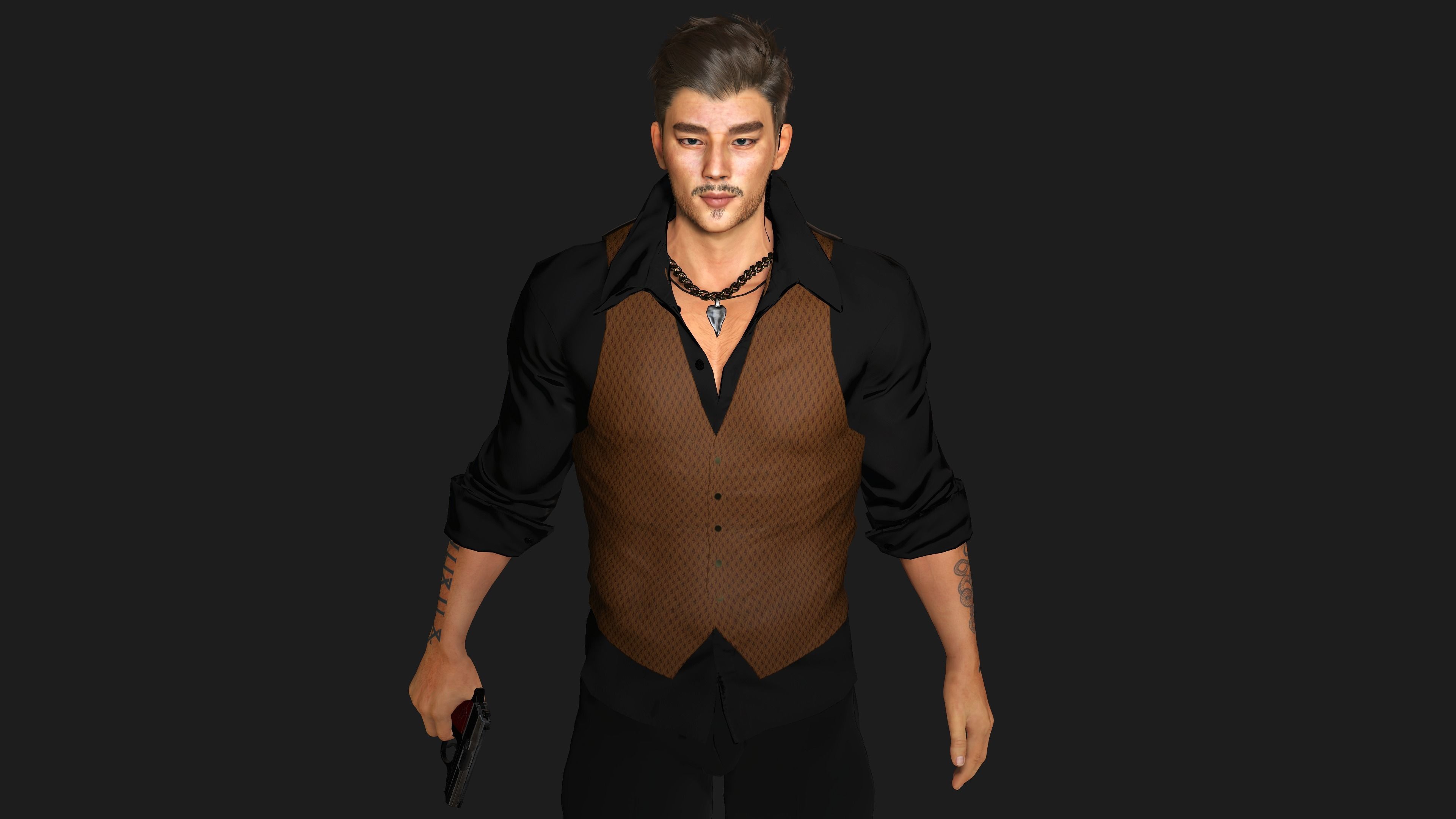 AAA 3D REALISTIC CHARACTER - BUSINESSMAN ASIAN Ver 02 Low-poly 3D model_5