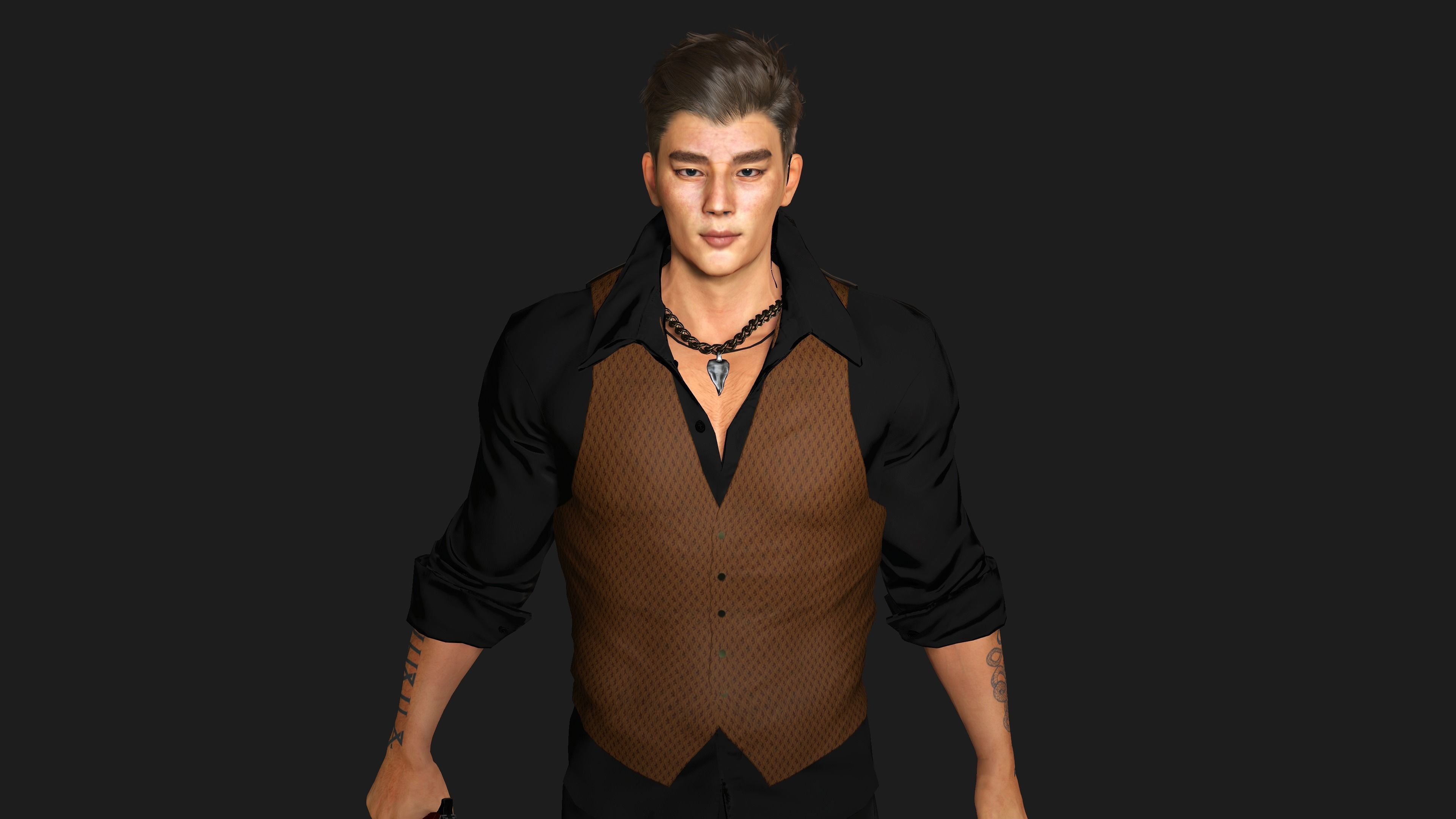 AAA 3D REALISTIC CHARACTER - BUSINESSMAN ASIAN Ver 02 Low-poly 3D model_9