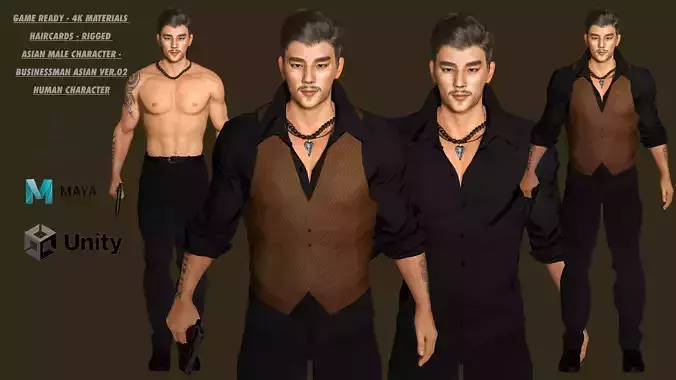 AAA 3D REALISTIC CHARACTER - BUSINESSMAN ASIAN Ver 02 Low-poly 3D model