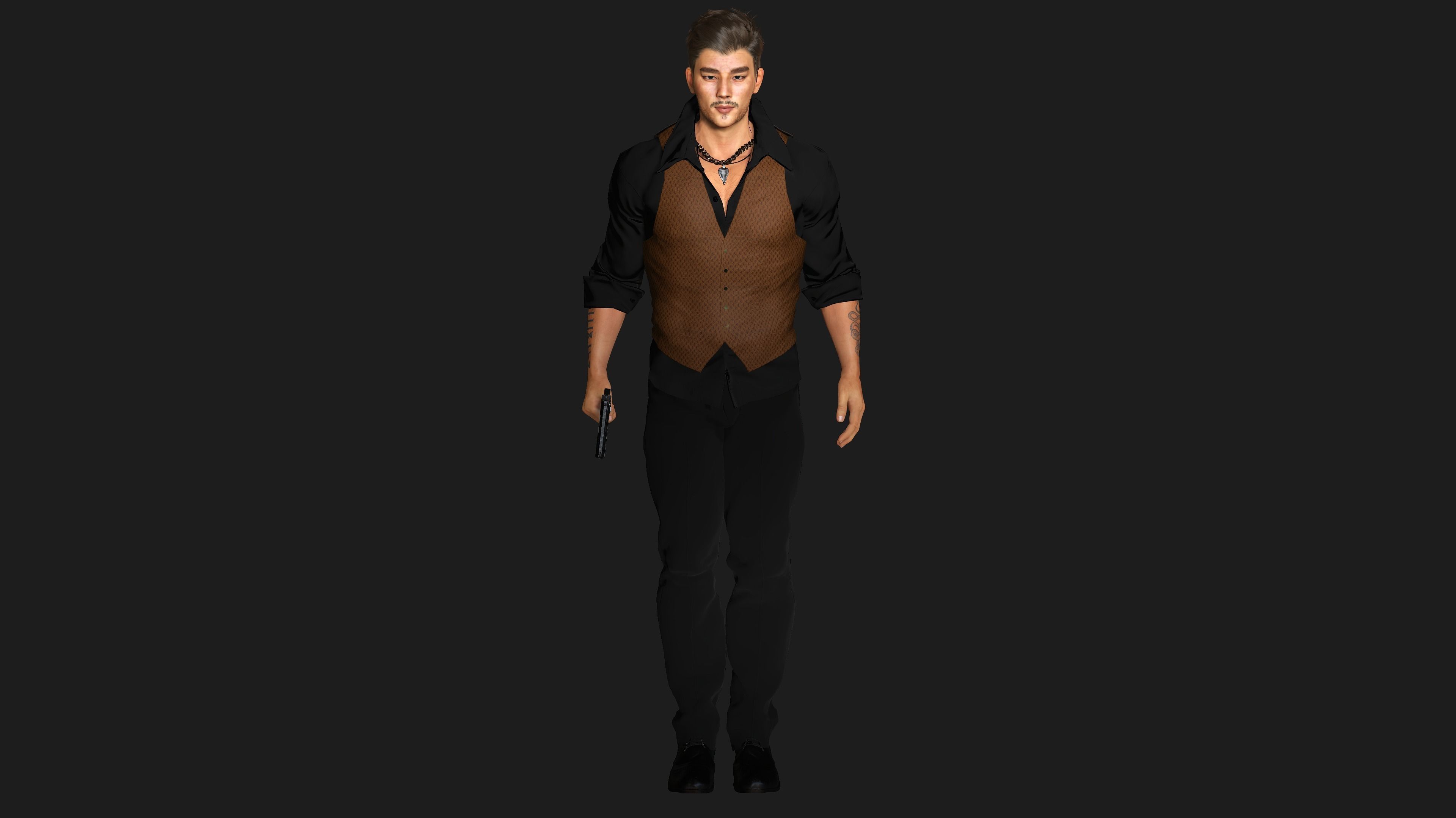 AAA 3D REALISTIC CHARACTER - BUSINESSMAN ASIAN Ver 02 Low-poly 3D model_12